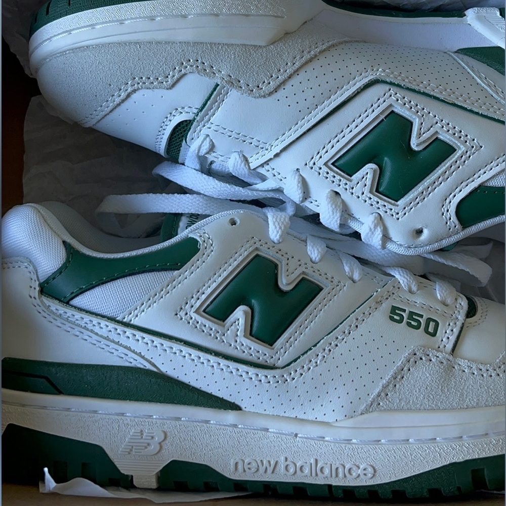 White/Green New Balance 550’s